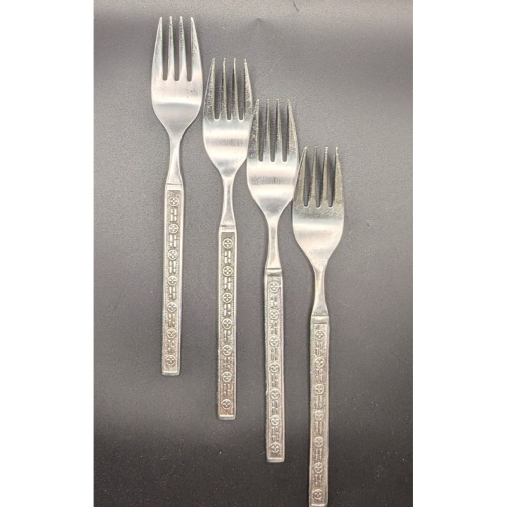 4 Stanley Roberts Matador Dinner Forks Japan Stainless Flatware MCM 7.3"